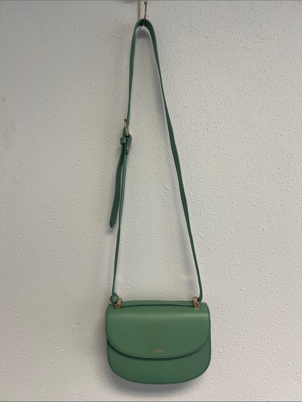 A.P.C. Mint Green Leather Crossbody Bag